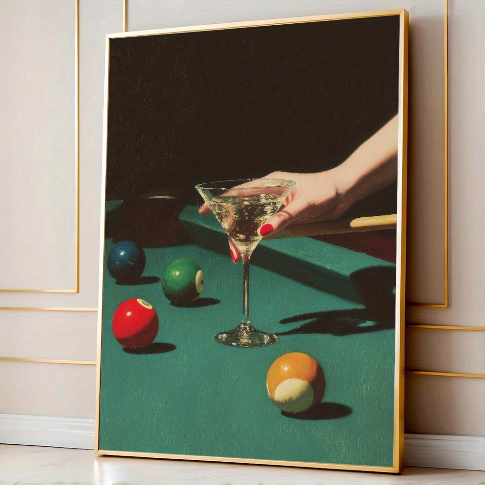 Office Furniture Design - 1pc Vintage Billiards Cocktail Poster, Frameless