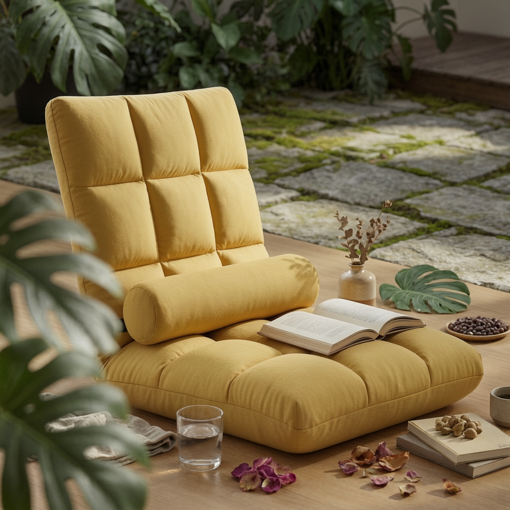 Office Furniture Design - Padded Floor Lounge Chair Quilted Adjustable