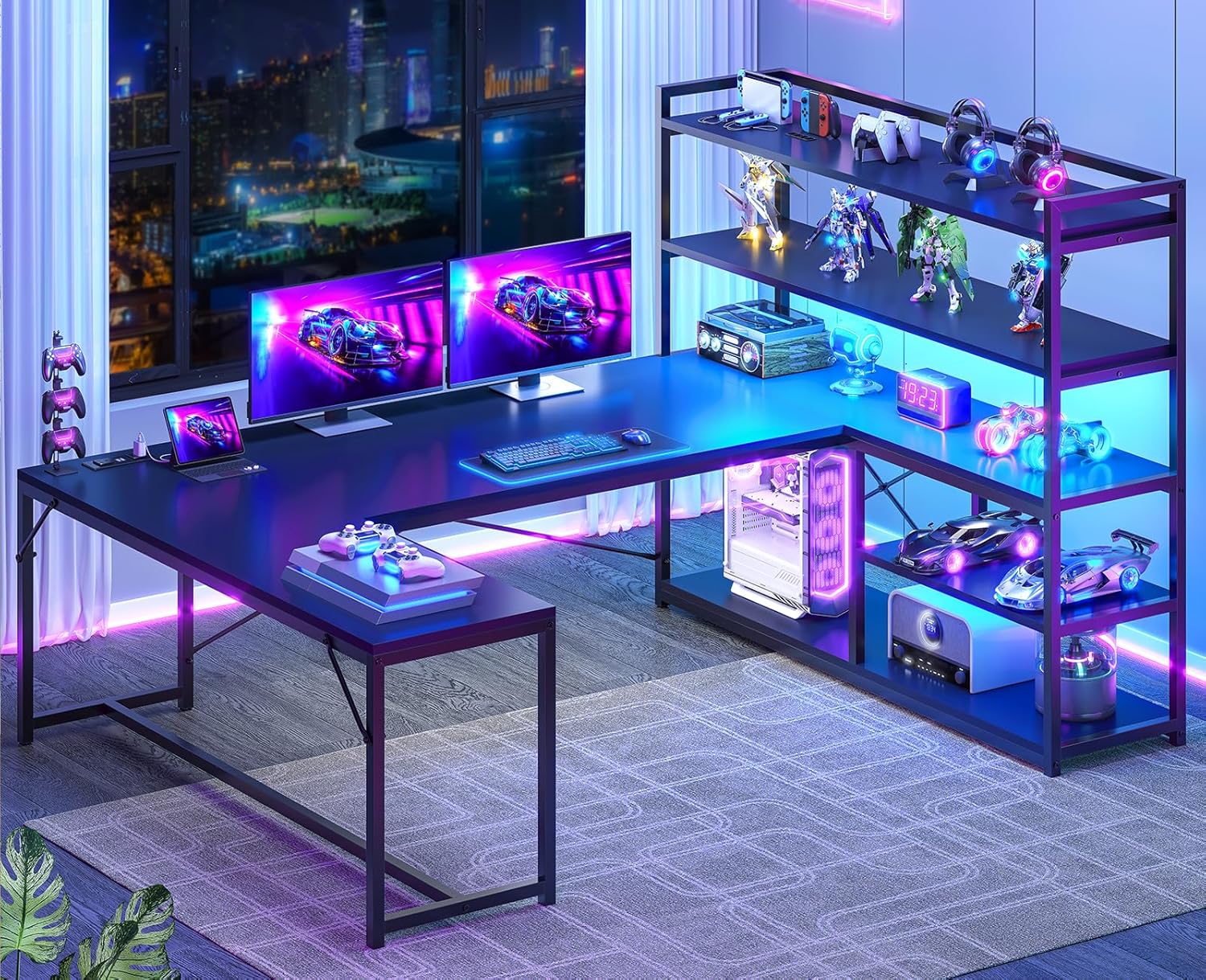 Office Furniture Custom - L Shaped Gaming Desk, 63'' Reversible
