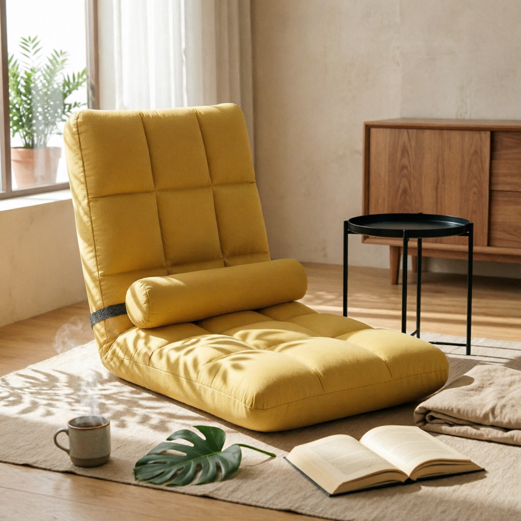 Office Furniture Commercial - Padded Floor Lounge Chair Quilted Adjustable