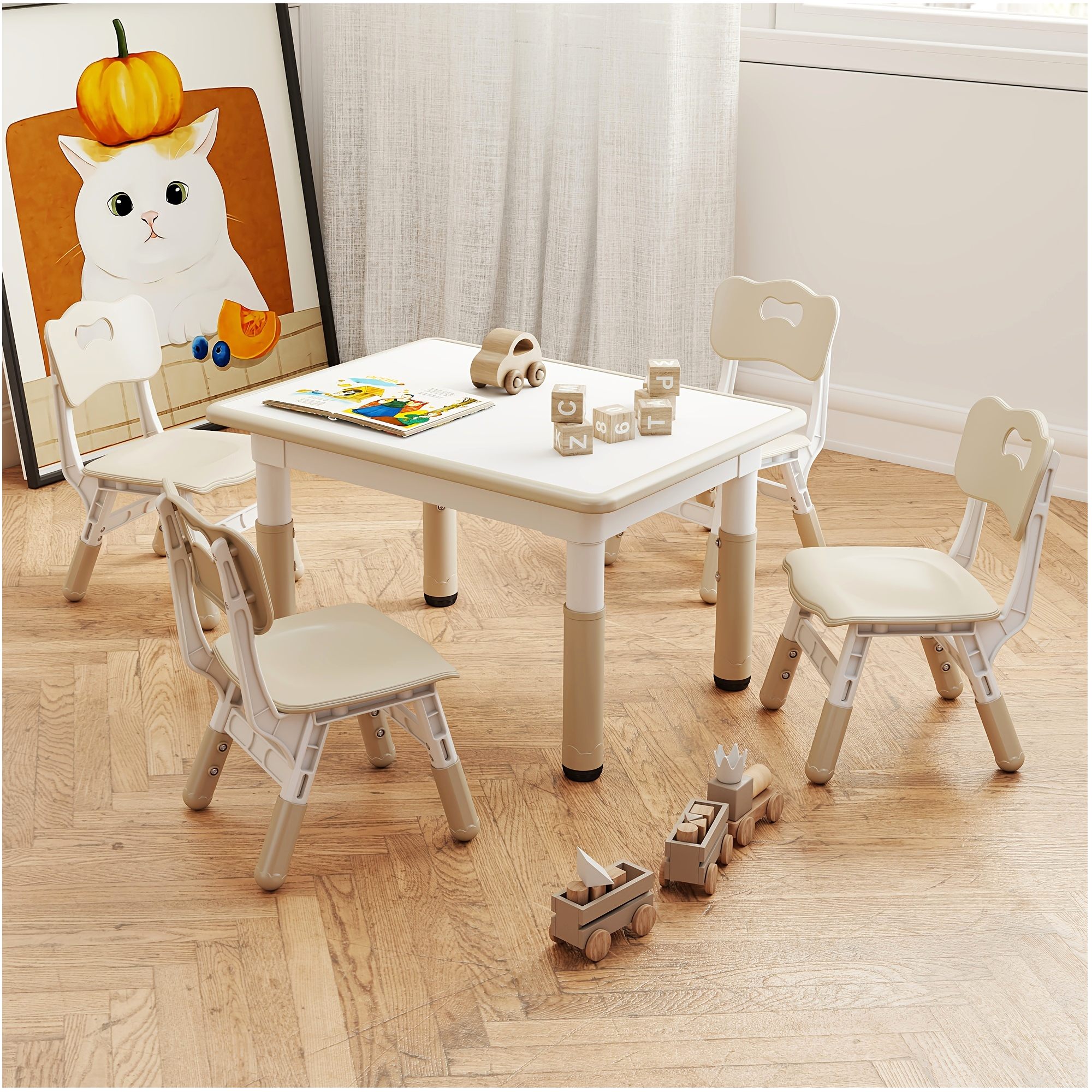 Office Furniture Design - Adjustable Height Graffiti-Style Desk with 4