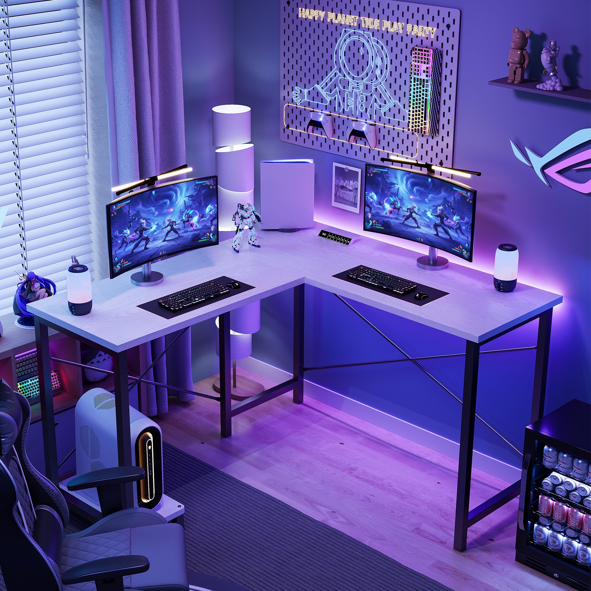 Gaming Desk With Hutch - JHK 50 Inch L Shaped Desk