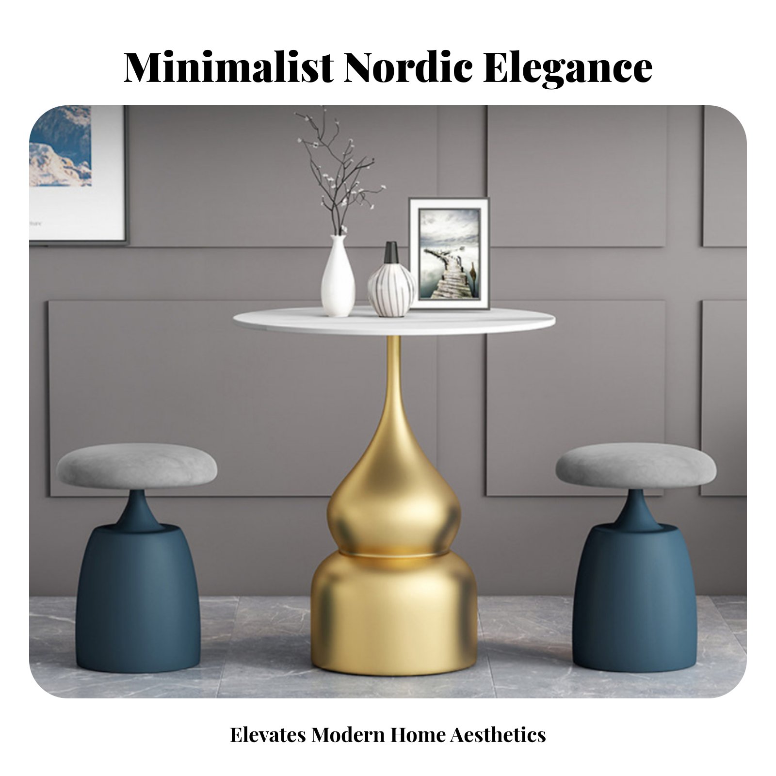 Office Furniture Design - Round Upholstered Pouf Light Luxury Vanity
