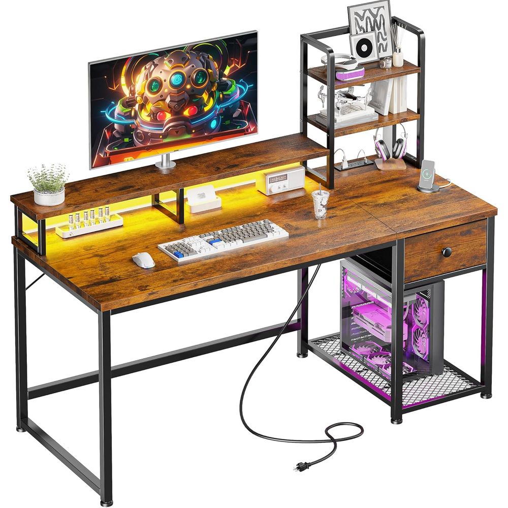 Gaming Desk With Hutch - 44 Desk with Hutch, Reversible Office