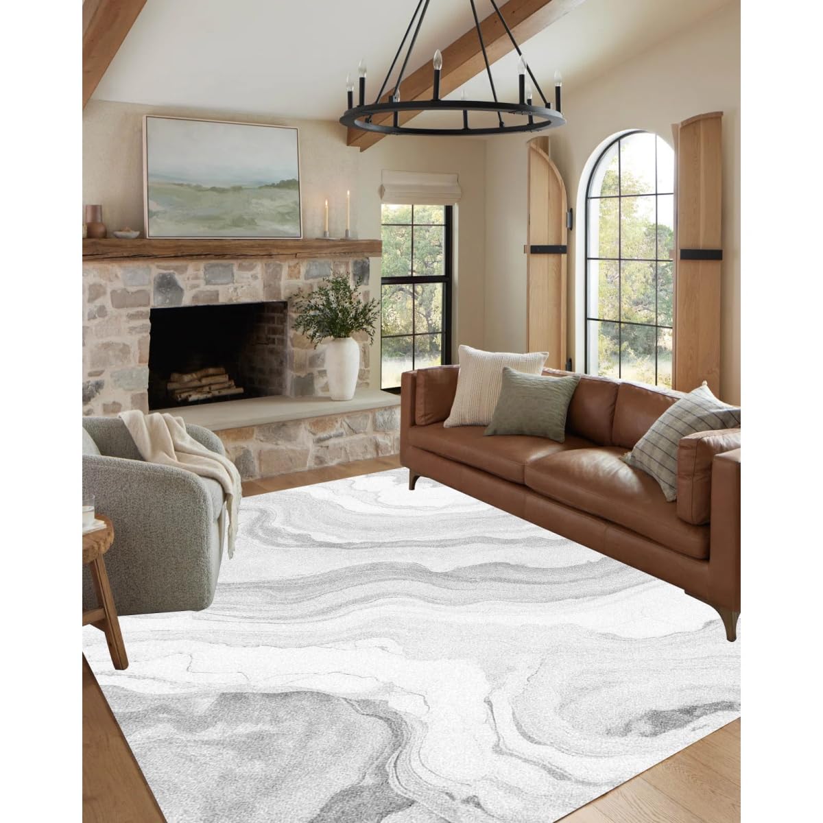 Office Furniture Custom - Abstract Marble Texture Area Rug Non