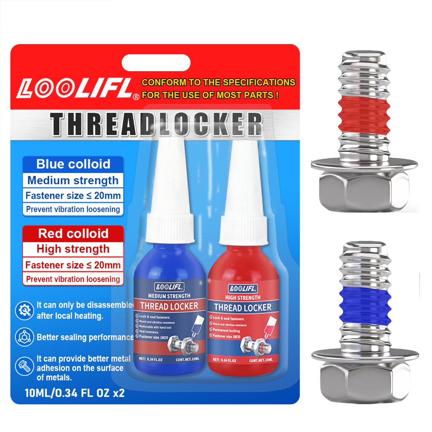 Locker Storage Metal - LOOLIFL Blue Thread Locker 243 Nuts-Bolts