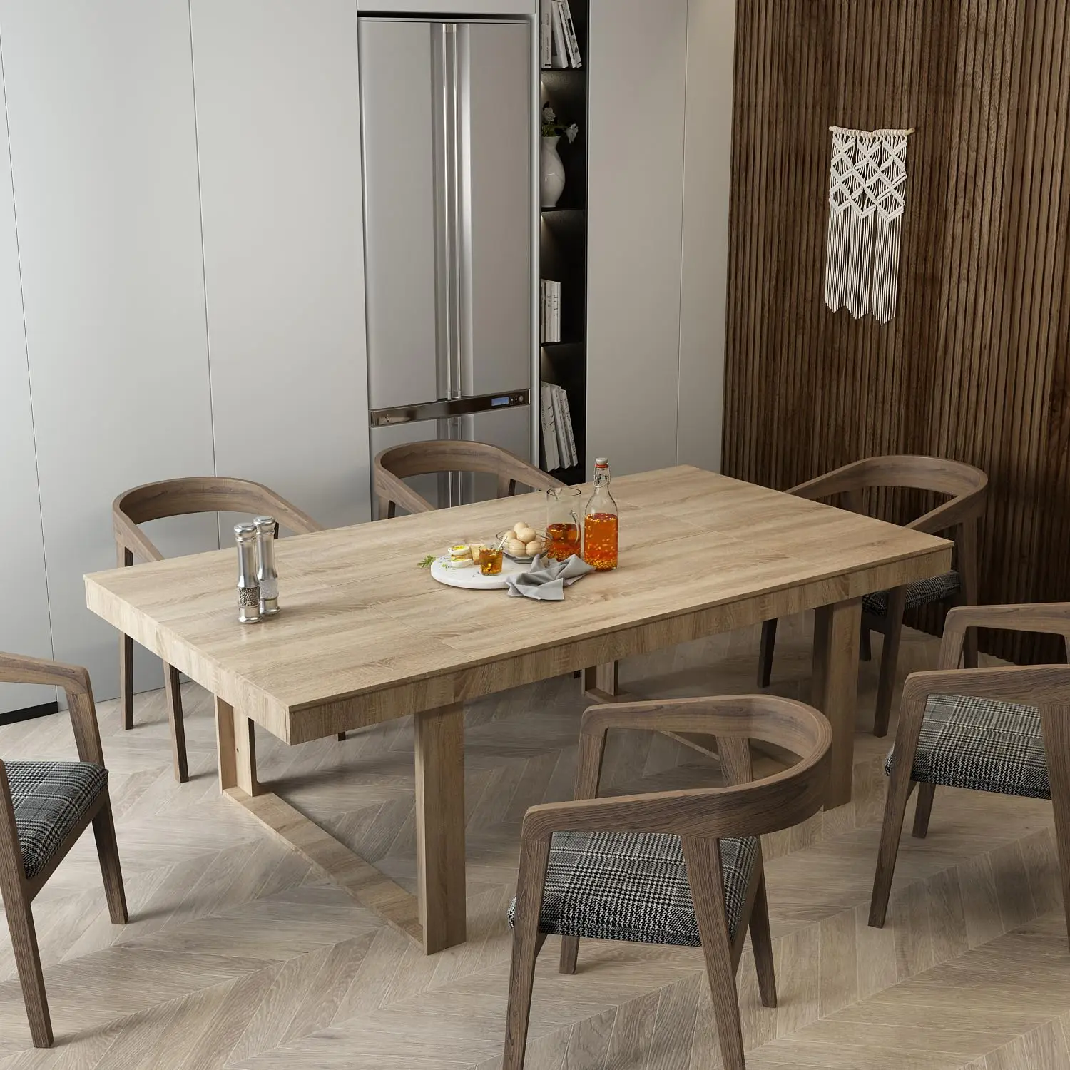 Office Furniture Custom - 86.6in Rectangular Wood Dining Table Seats