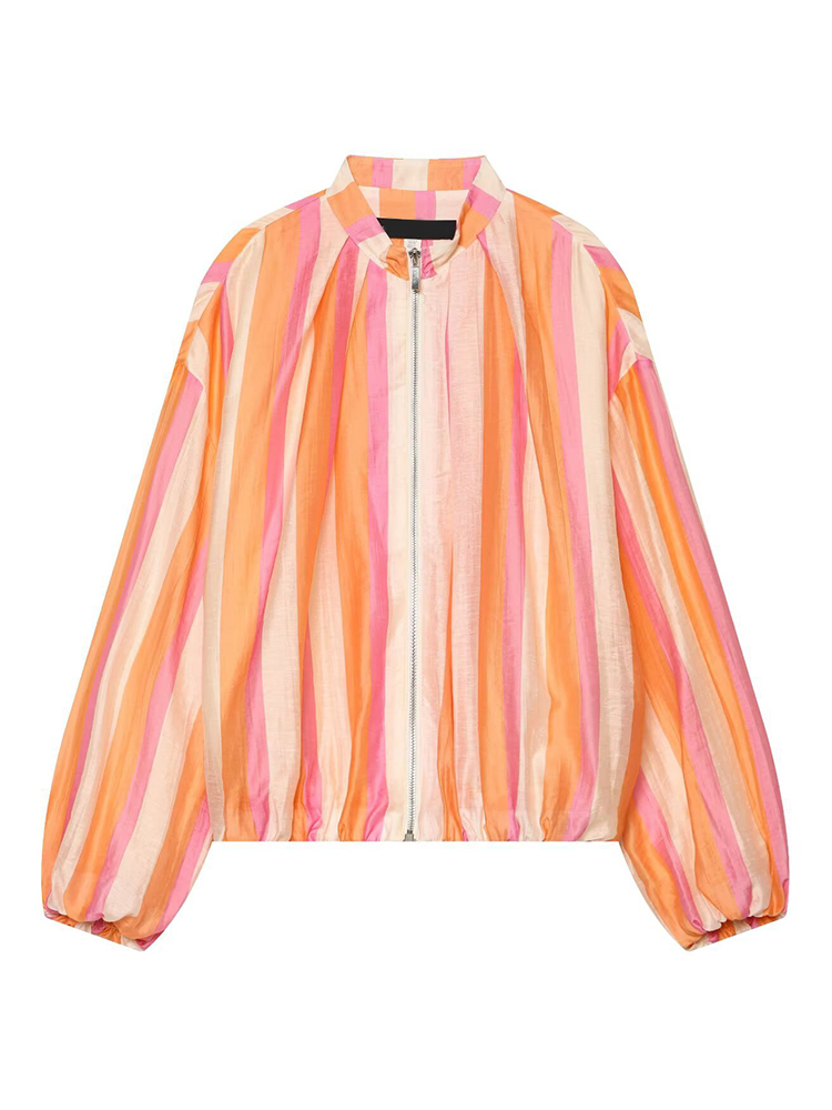 Women‘s Striped Bomber Jacket  - Coat Rack Standing review and price