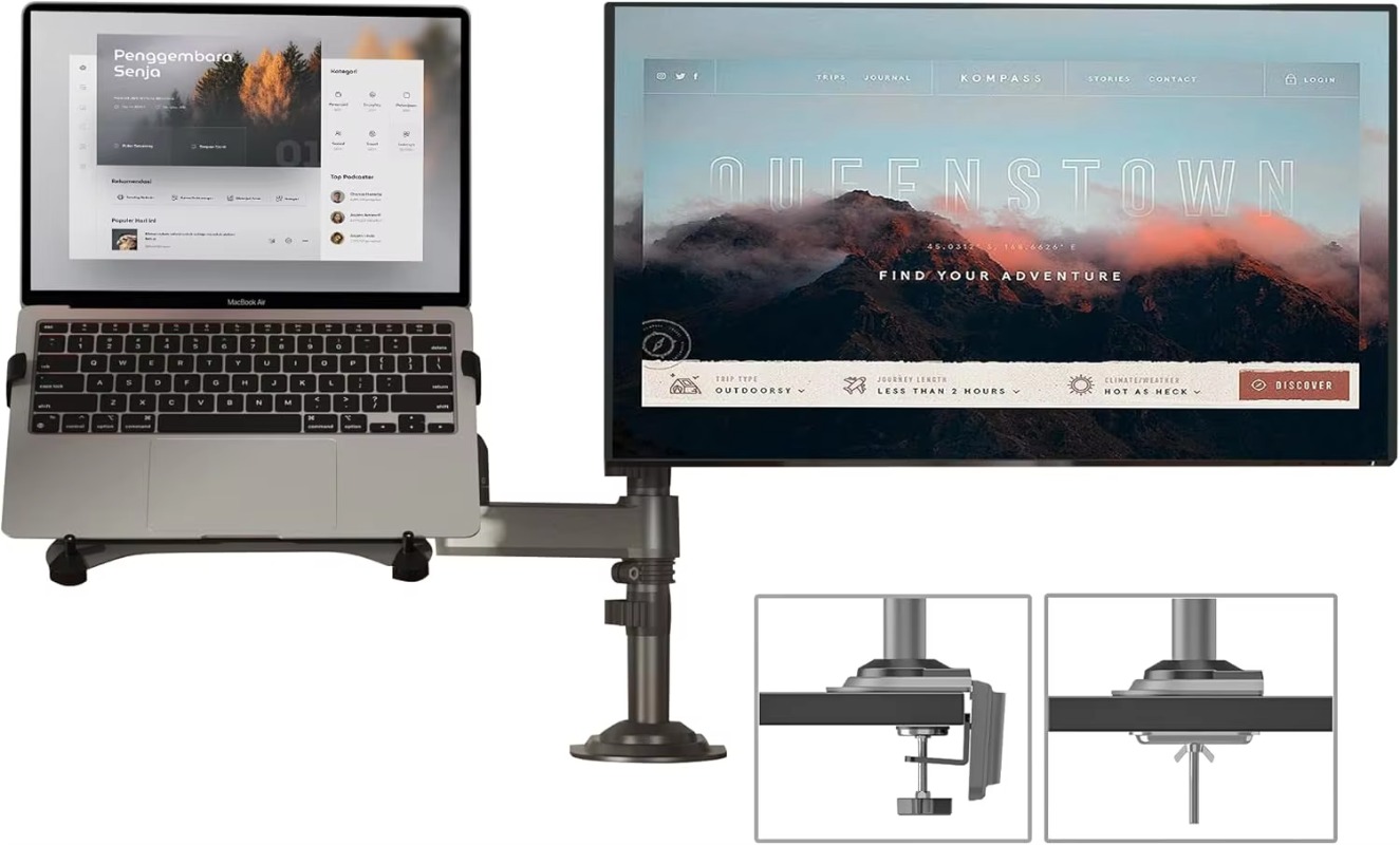 Dual Arm 2 in 1 Combo Laptop M - Adjustable Monitor Mount review and price
