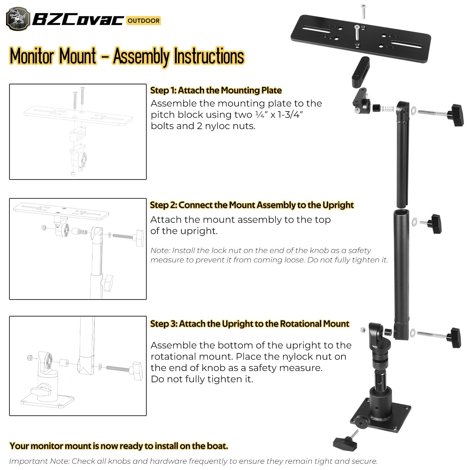 Marine Anodized Aluminum Monit - Adjustable Monitor Mount review and price