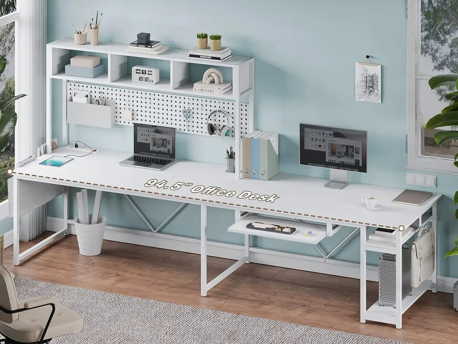 [Limited Time Offer!]White L S - Gaming Desk With Hutch review and price