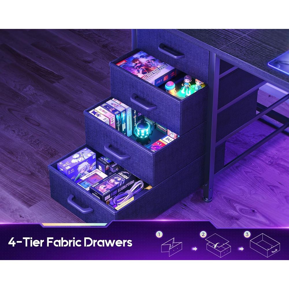 L Shaped Gaming Desk with 4 De - Gaming Desk With Hutch review and price