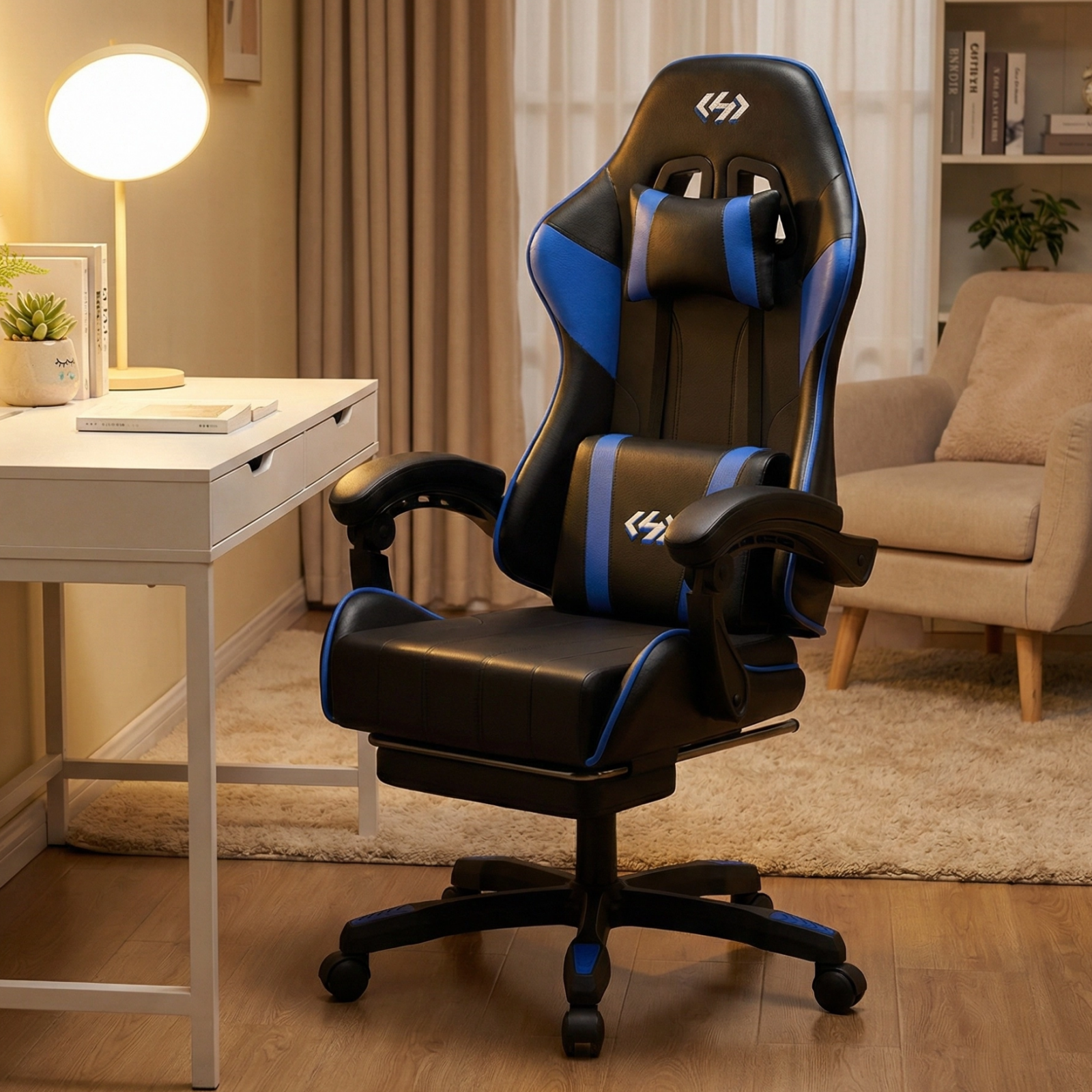 Ergonomic Gaming Chair, PU Lea - Gaming Desk With Hutch review and price