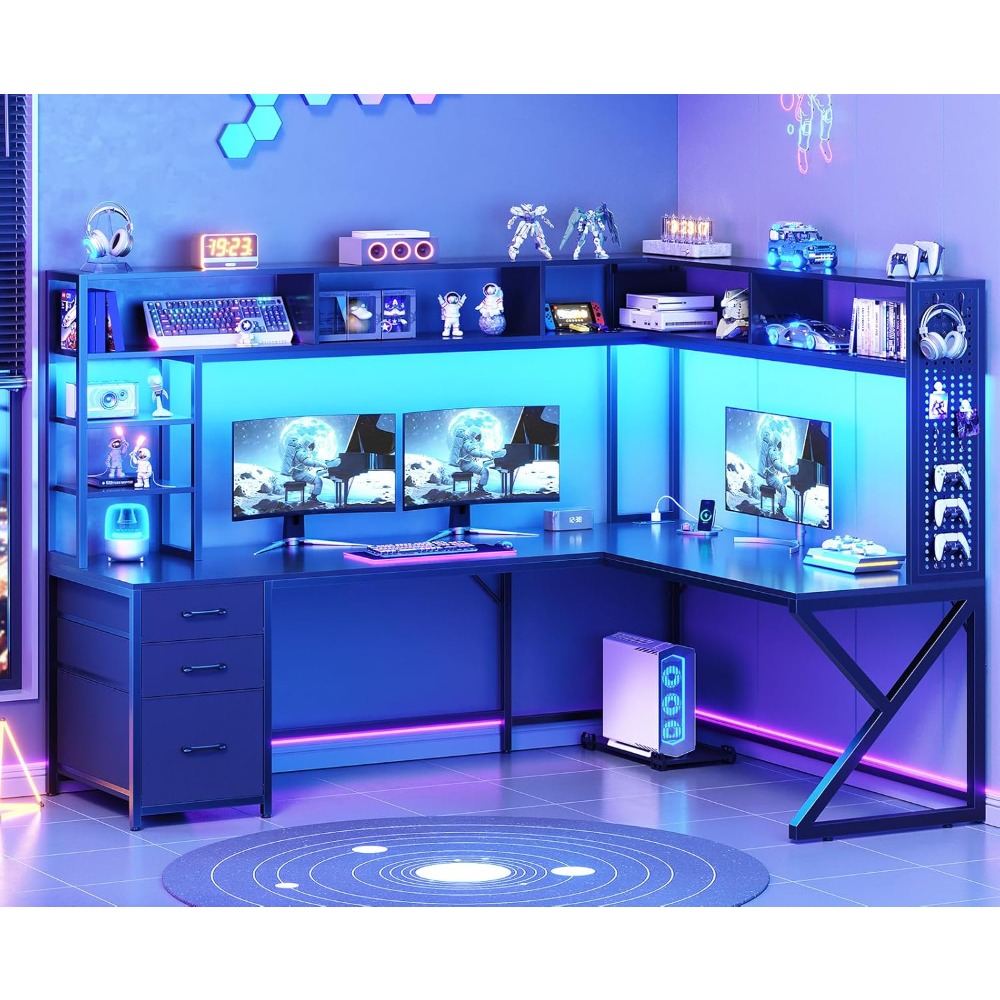 L Shaped Gaming Desk with Stor - Gaming Desk With Hutch review and price