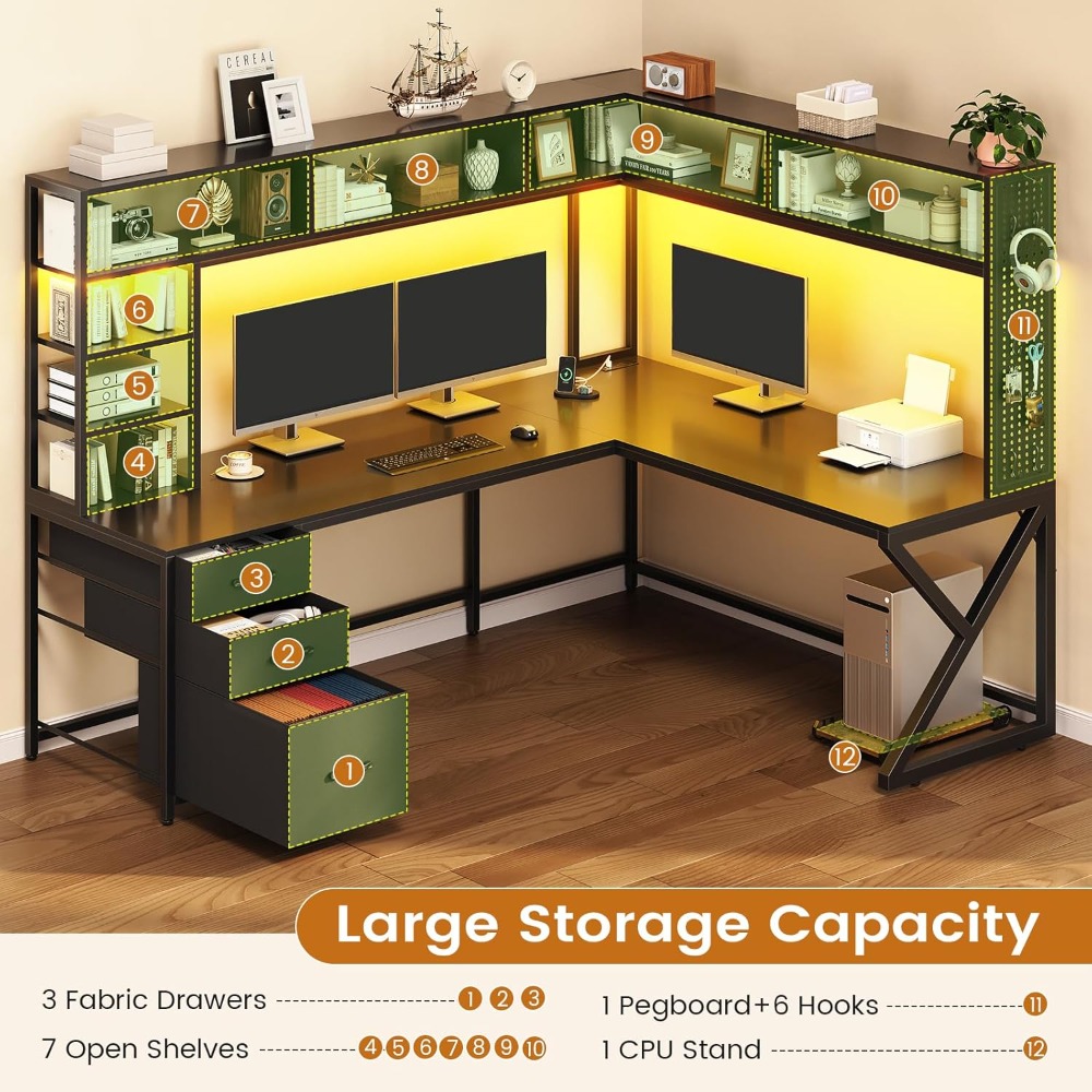 L Shaped Gaming Desk with Stor - Gaming Desk With Hutch review and price