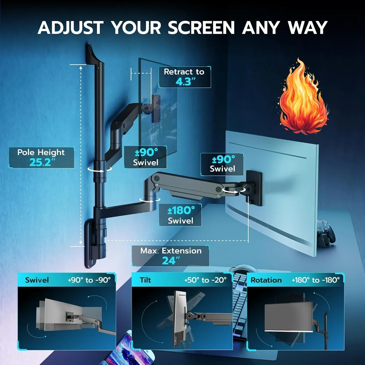 Dual Monitor Wall Mount for 17 - Adjustable Monitor Mount review and price