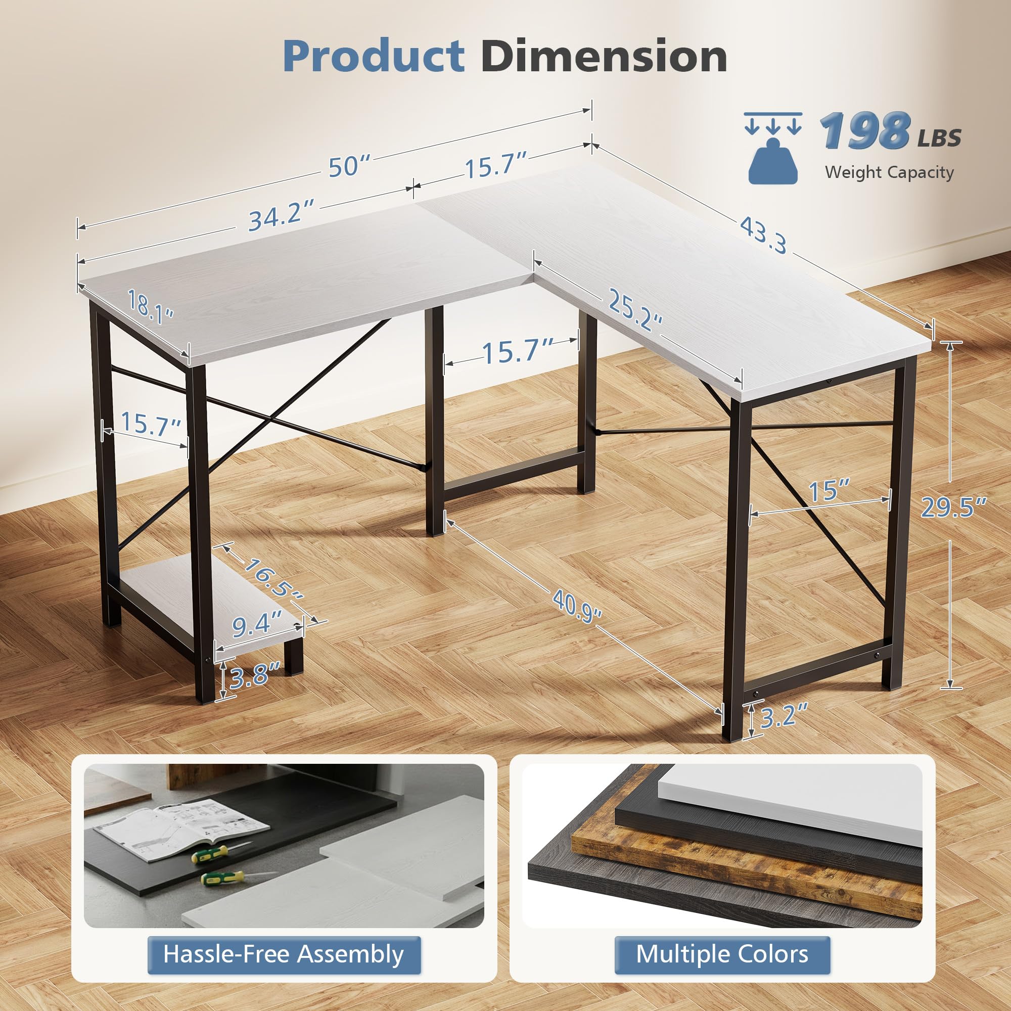 JHK 50 Inch L Shaped Desk Comp - Gaming Desk With Hutch review and price