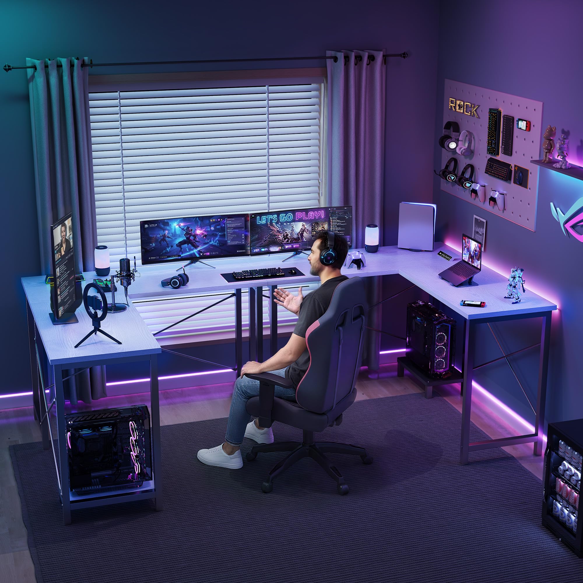 JHK 50 Inch L Shaped Desk Comp - Gaming Desk With Hutch review and price