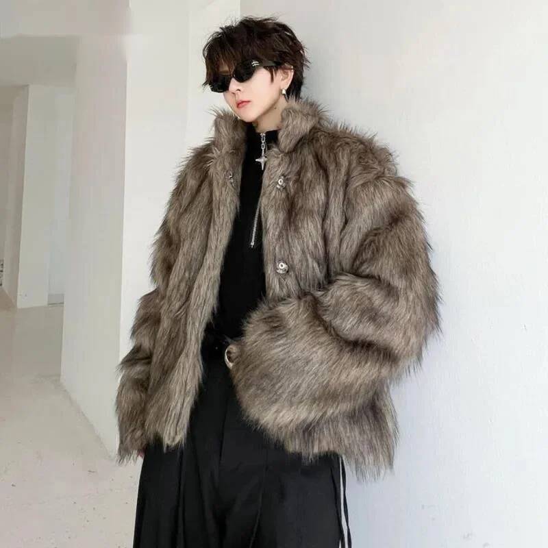 Korean Style Men's Faux Fur Ja - Coat Rack Standing review and price