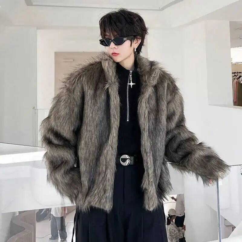 Korean Style Men's Faux Fur Ja - Coat Rack Standing review and price