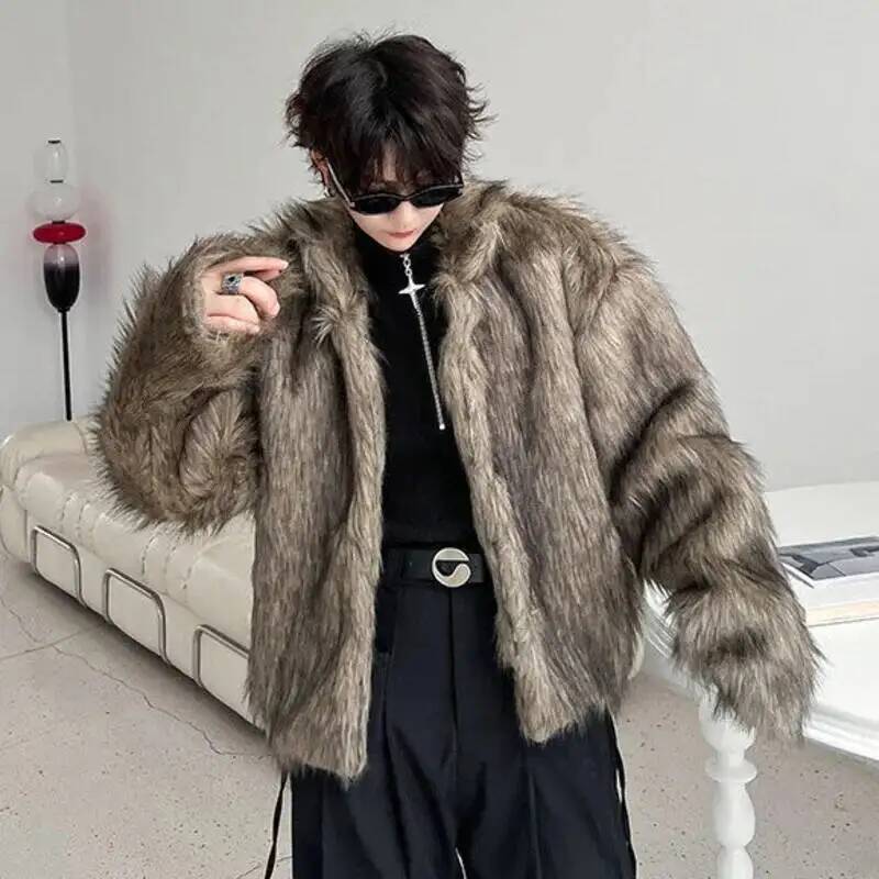 Korean Style Men's Faux Fur Ja - Coat Rack Standing review and price