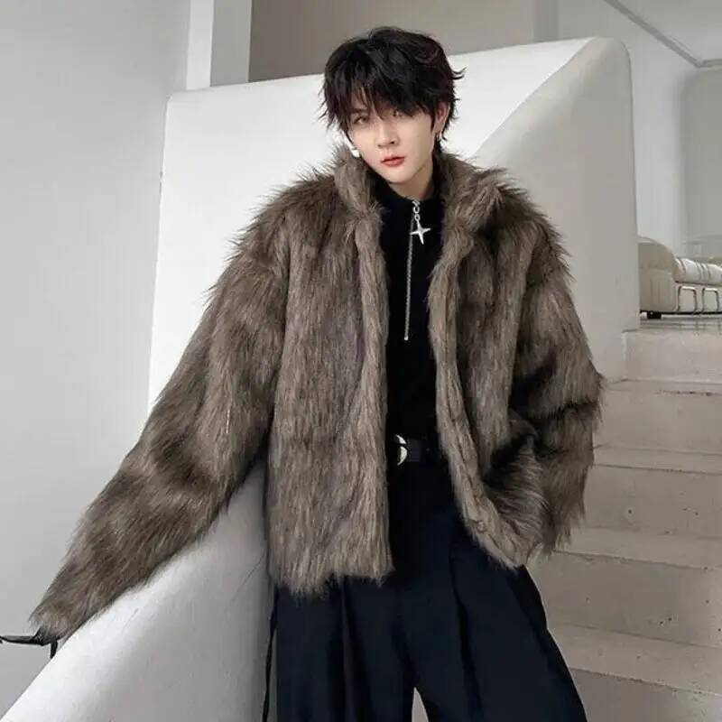 Korean Style Men's Faux Fur Ja - Coat Rack Standing review and price