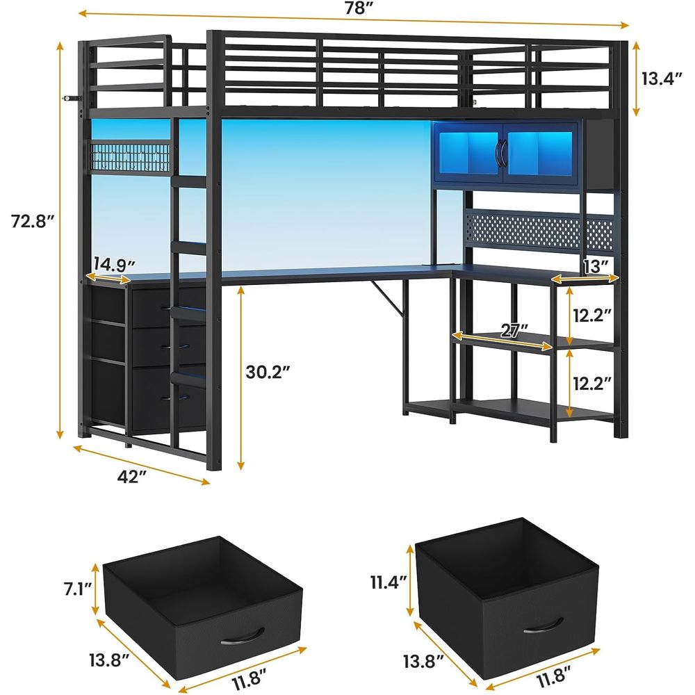ADORNEVE Twin Size Lot Bed wit - Gaming Desk With Hutch review and price