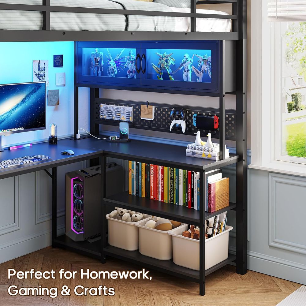 ADORNEVE Twin Size Lot Bed wit - Gaming Desk With Hutch review and price