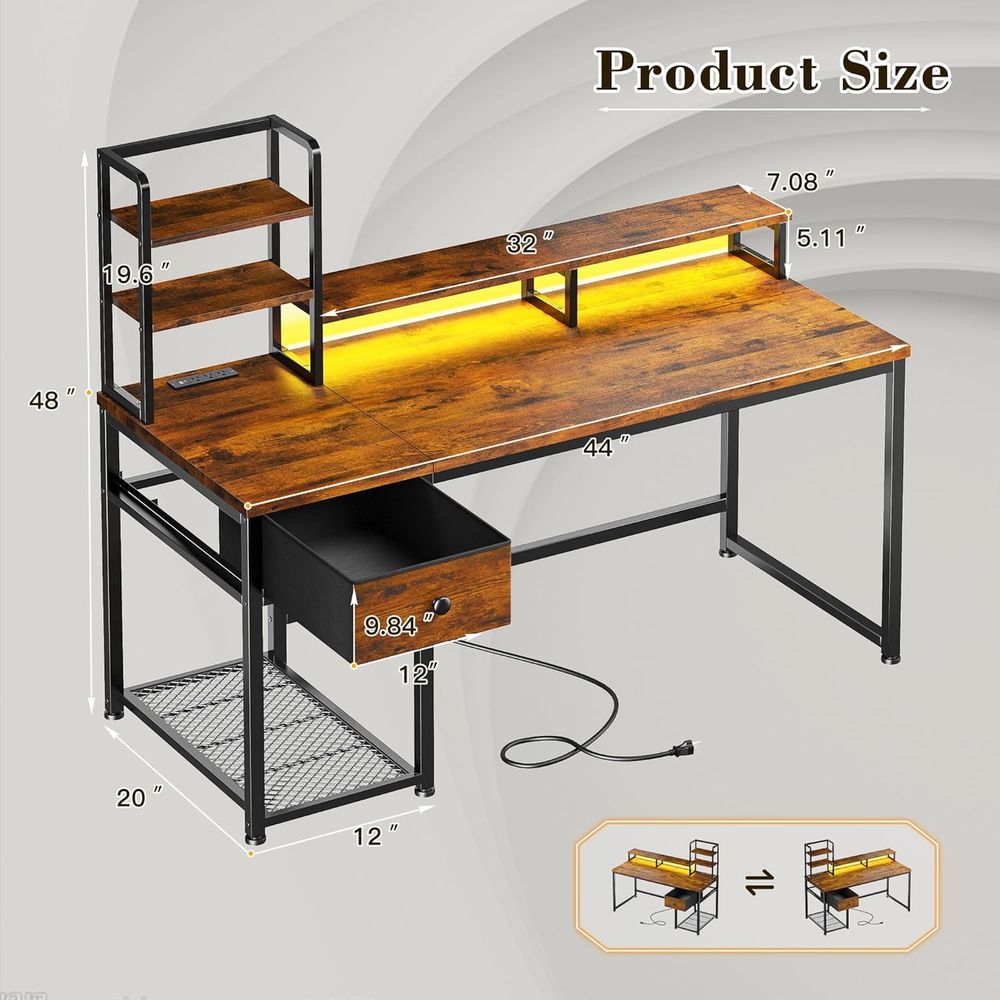 44 Desk with Hutch, Reversible - Gaming Desk With Hutch review and price