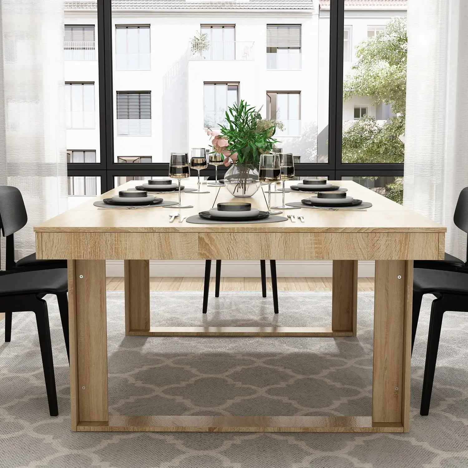 86.6in Rectangular Wood Dining - Office Furniture Custom review and price