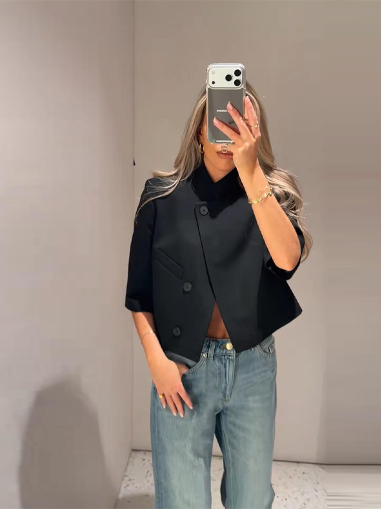 Elegant Women's Black Cropped  - Coat Rack Standing review and price